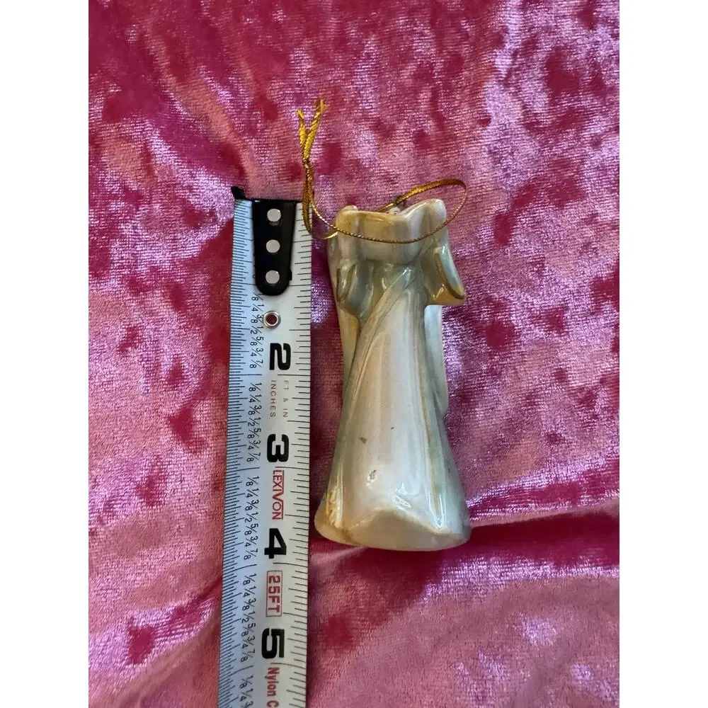 Glazed Stoneware Angel Bell Ornament Figurine Holiday Decoration Christmas